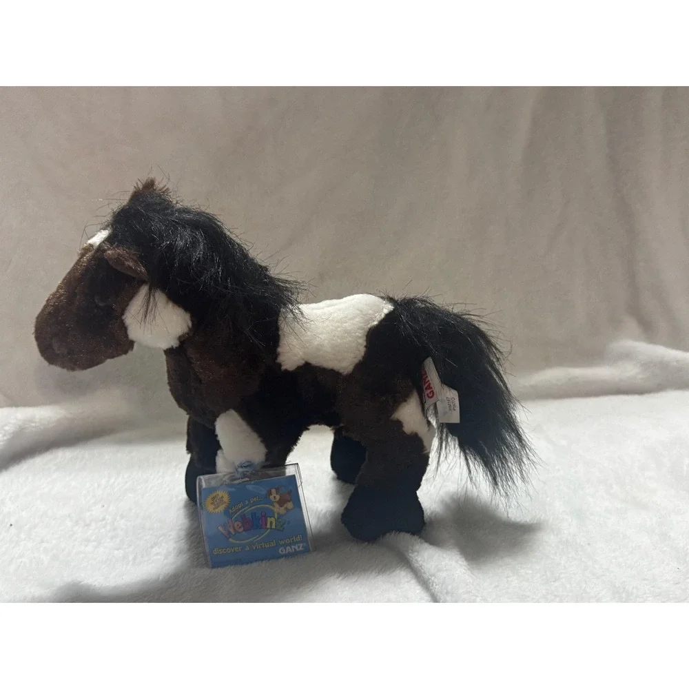 Ganz Webkinz Pinto Horse Plush Stuffed Animal with Sealed Code HM147 Brown White